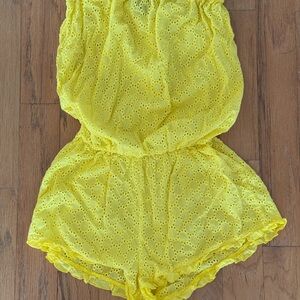 Victoria's Secret Bright Yellow Eyelet Strapless Romper